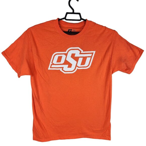 Mens Orange Russell Athletic Shirt OSU White Logo Short Sleeve Crew Neck Size L - Picture 1 of 11